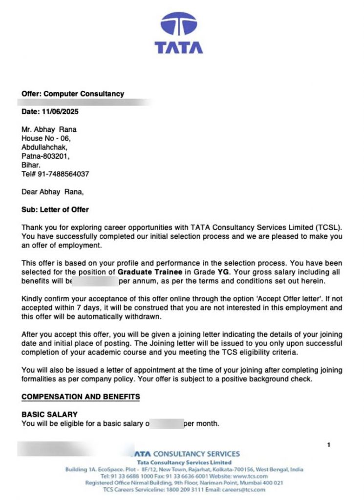 Offer letter
