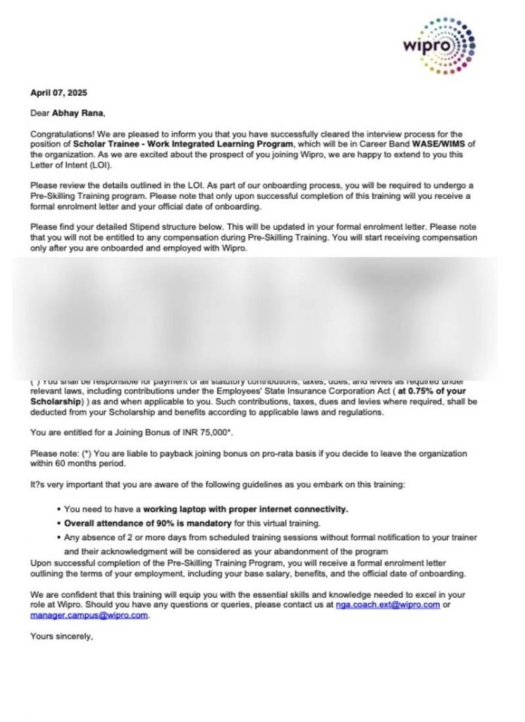 Offer letter