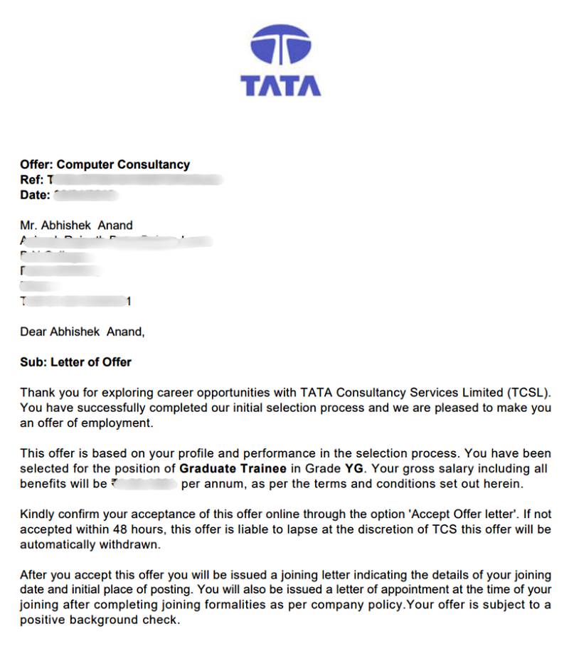 Offer letter