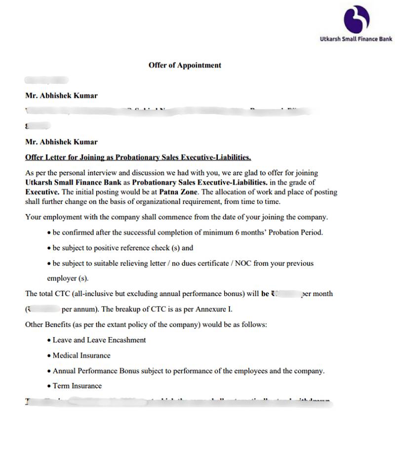 Offer letter