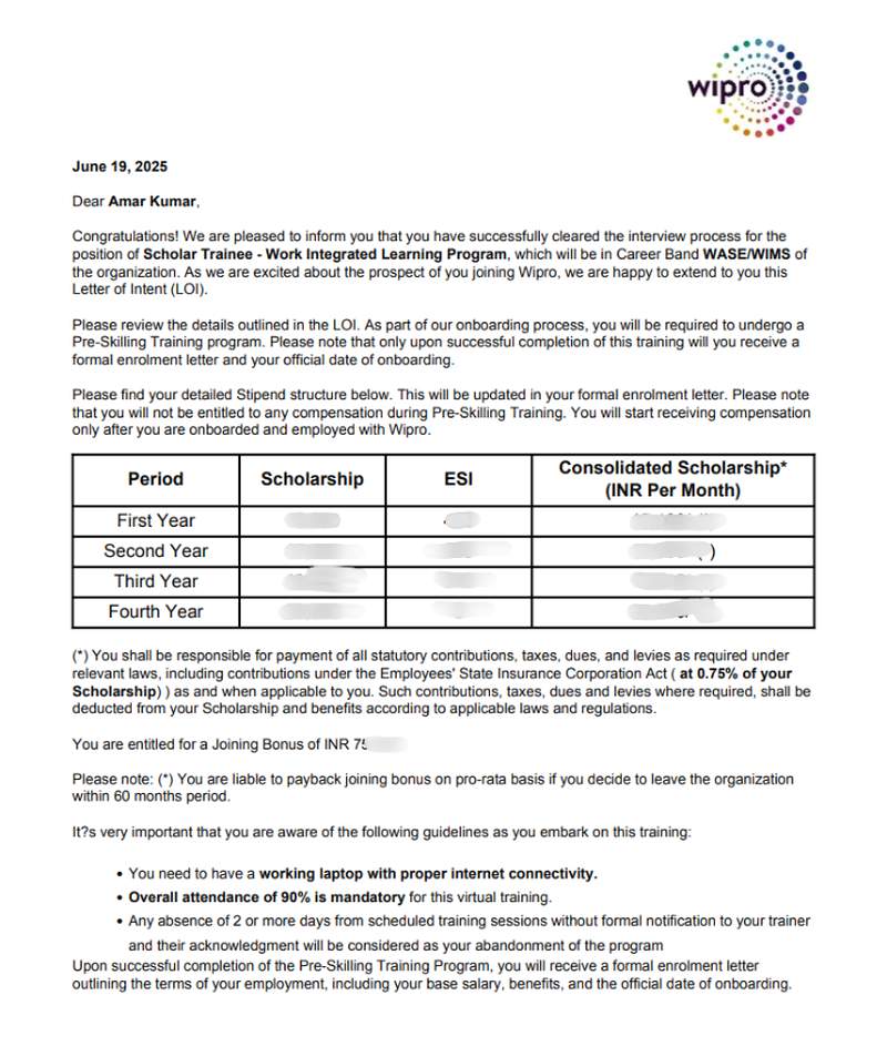 Offer letter