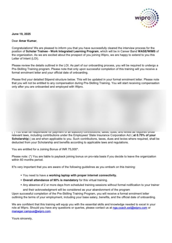 Offer letter