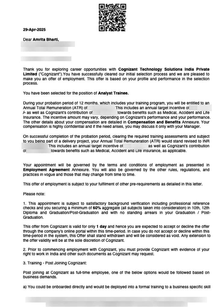 Offer letter