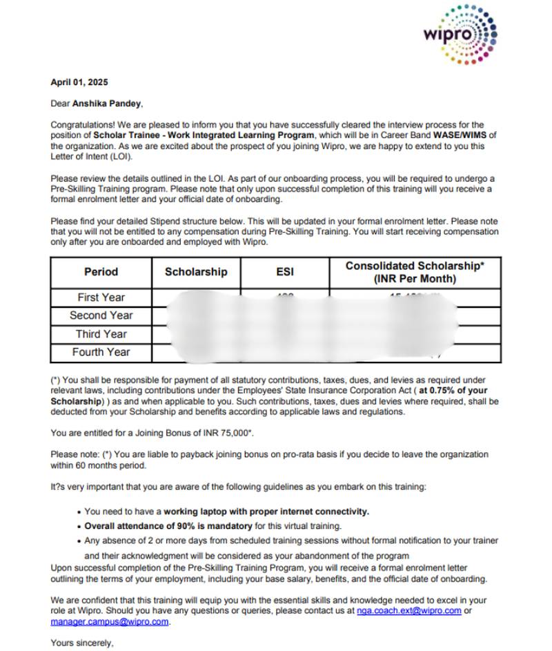 Offer letter
