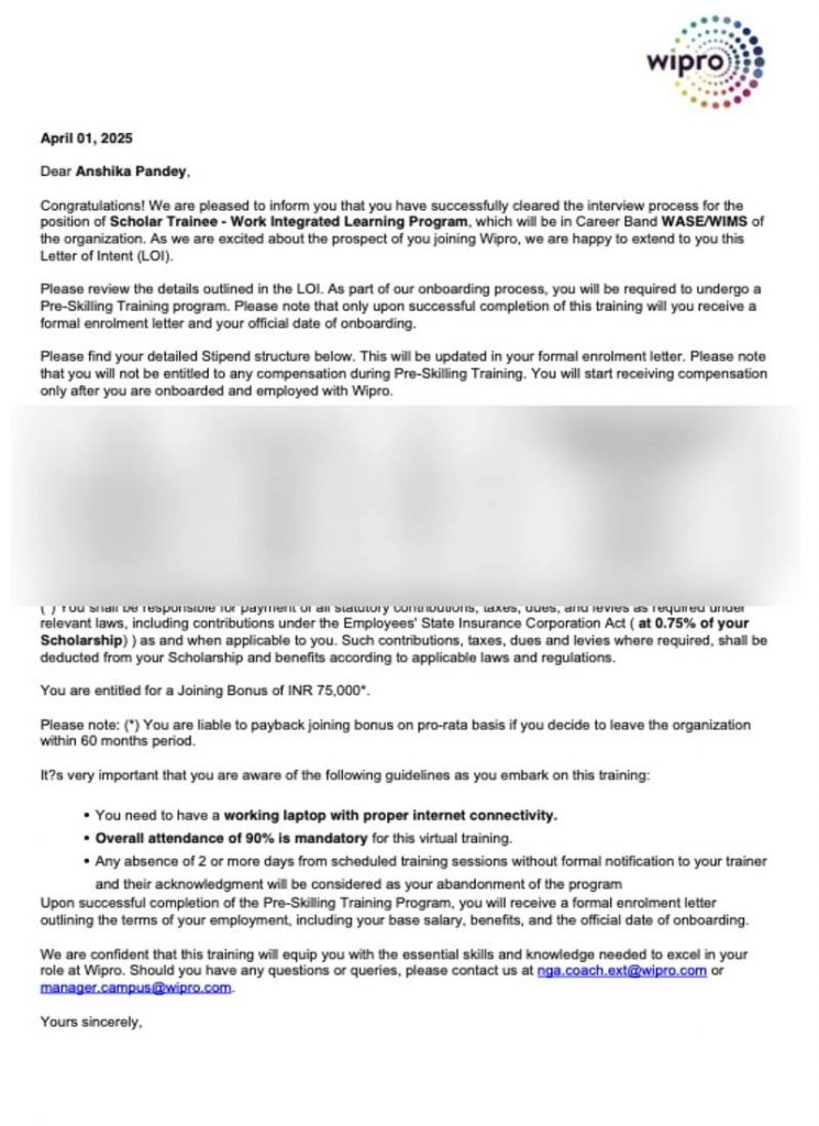 Offer letter