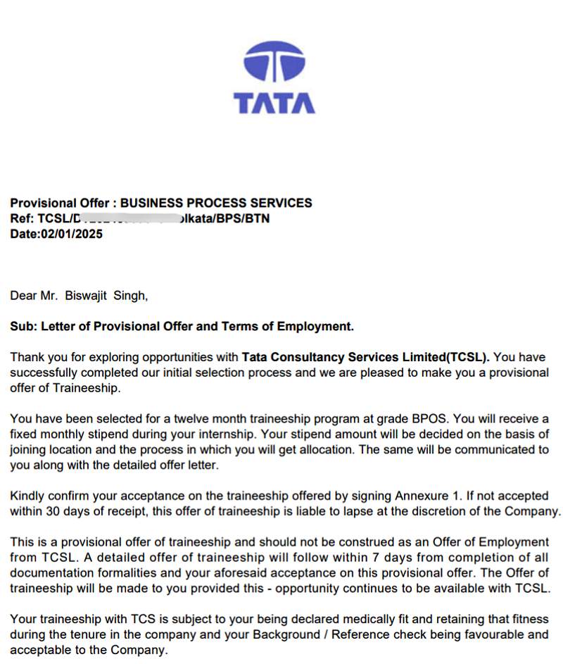 Offer letter