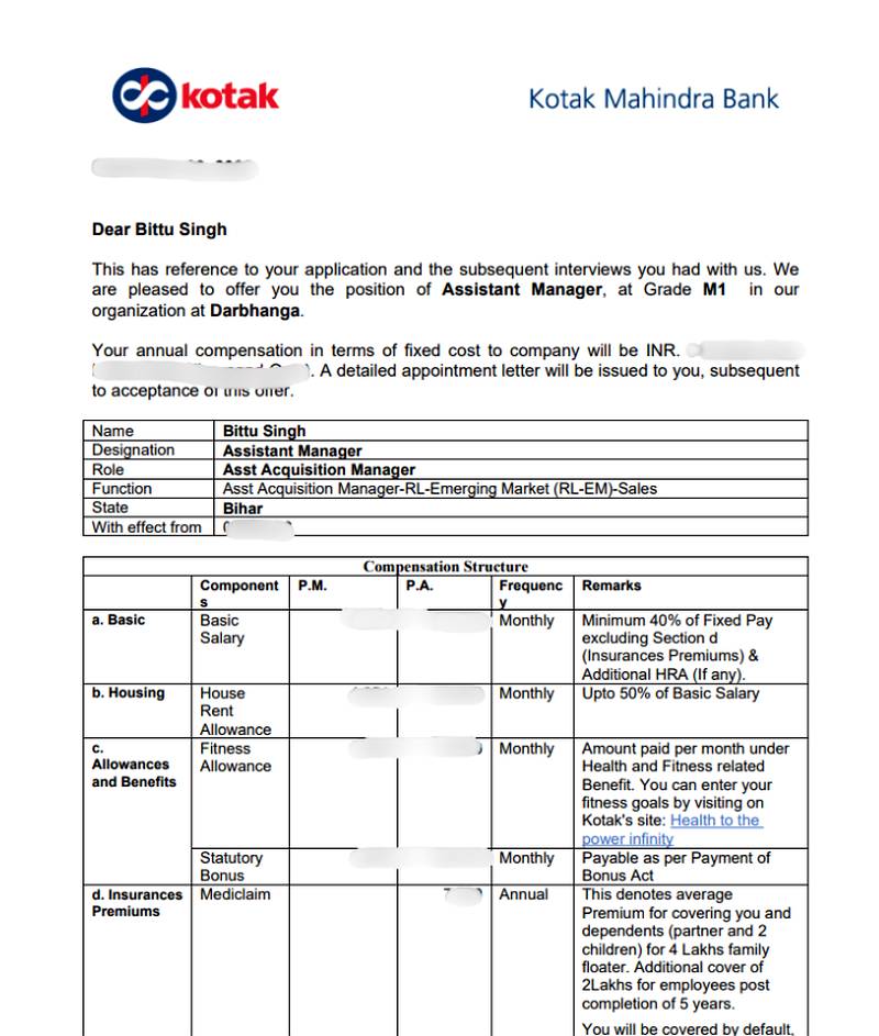 Offer letter