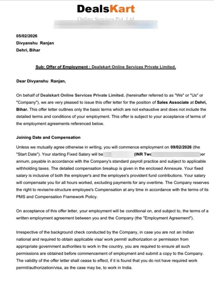 Offer letter
