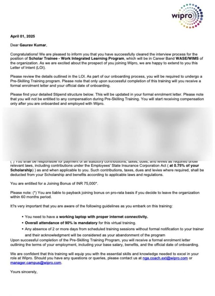 Offer letter