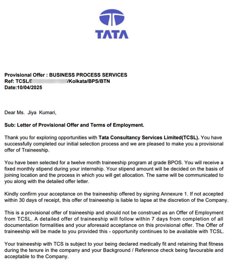 Offer letter