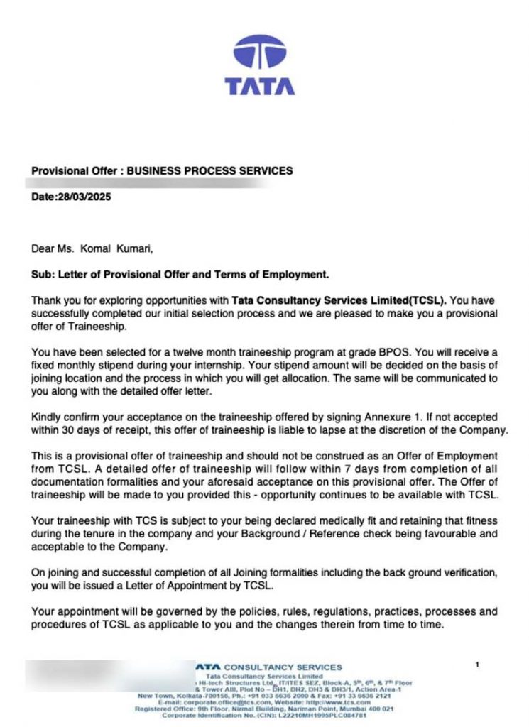 Offer letter