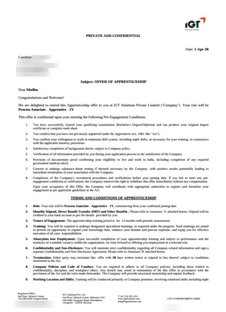 Offer letter
