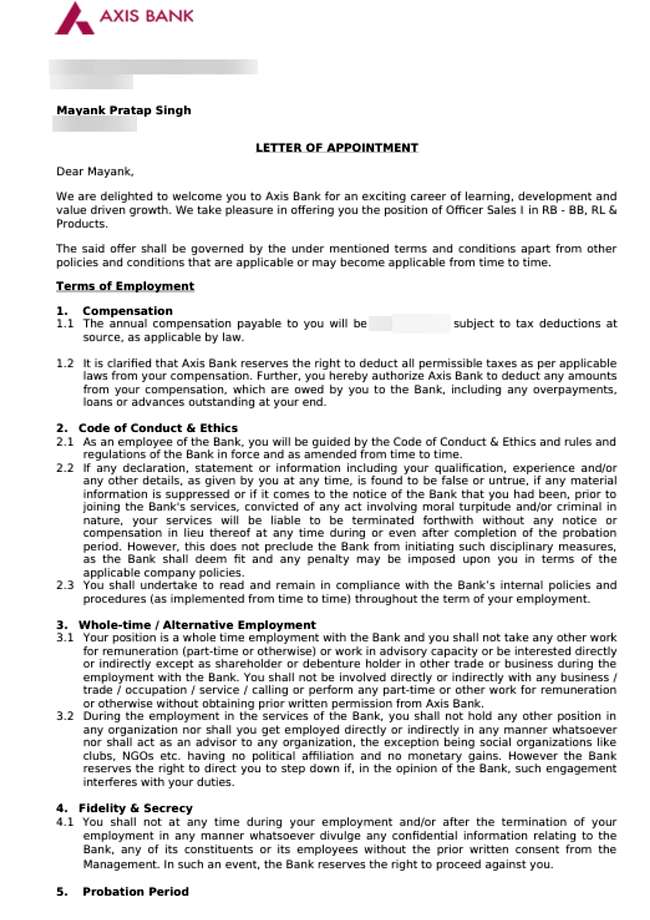 Offer letter