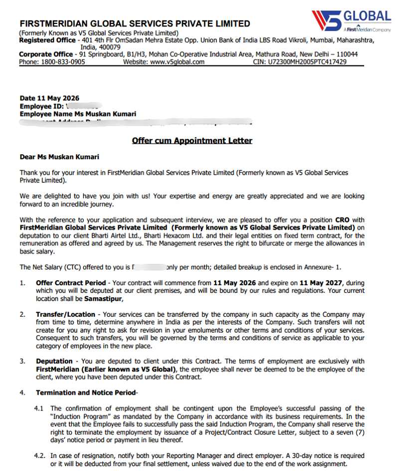 Offer letter