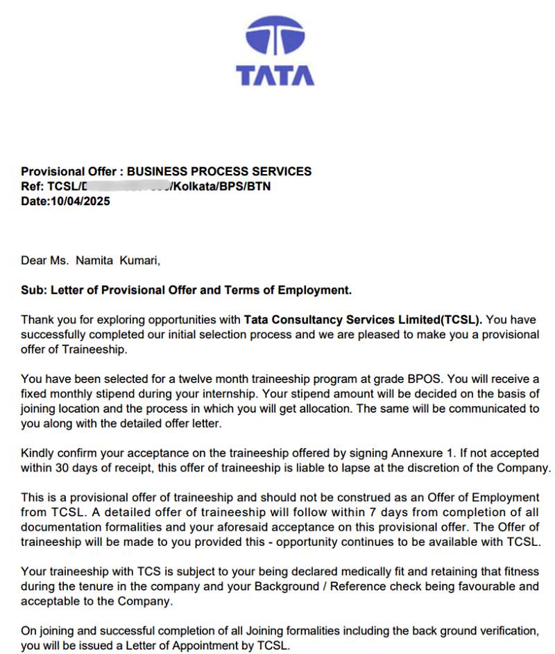 Offer letter