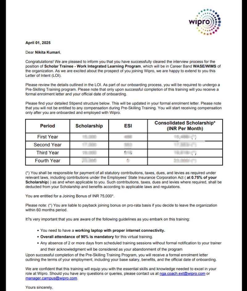 Offer letter