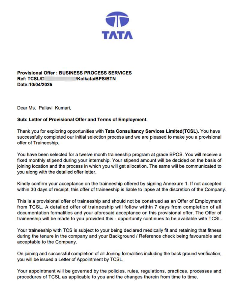 Offer letter
