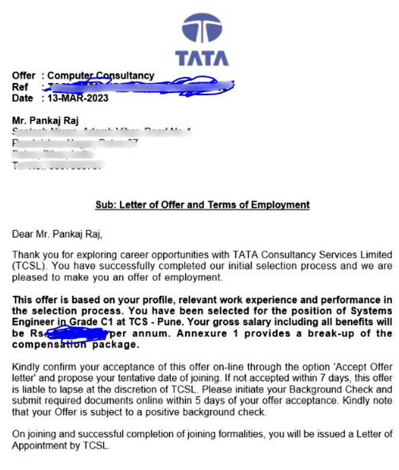 Offer letter