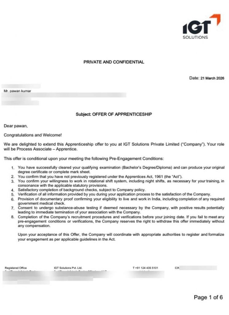 Offer letter