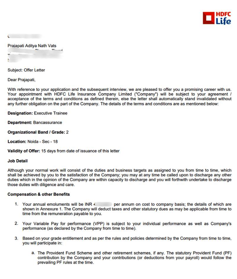 Offer letter
