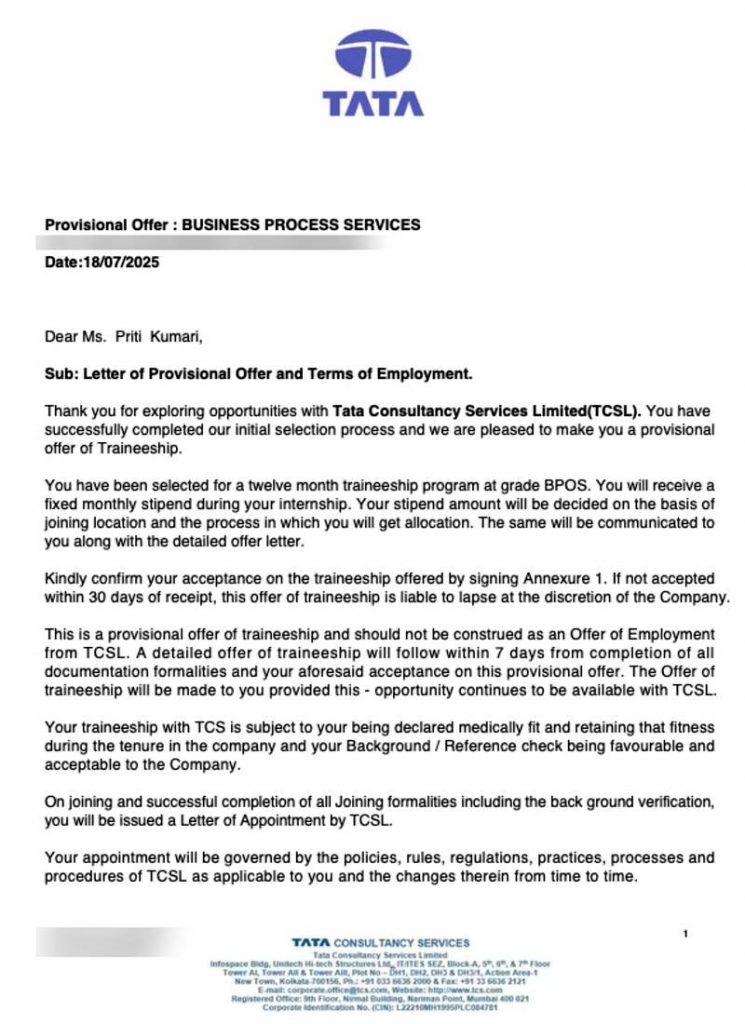 Offer letter