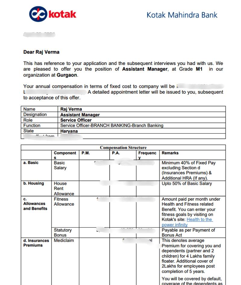 Offer letter