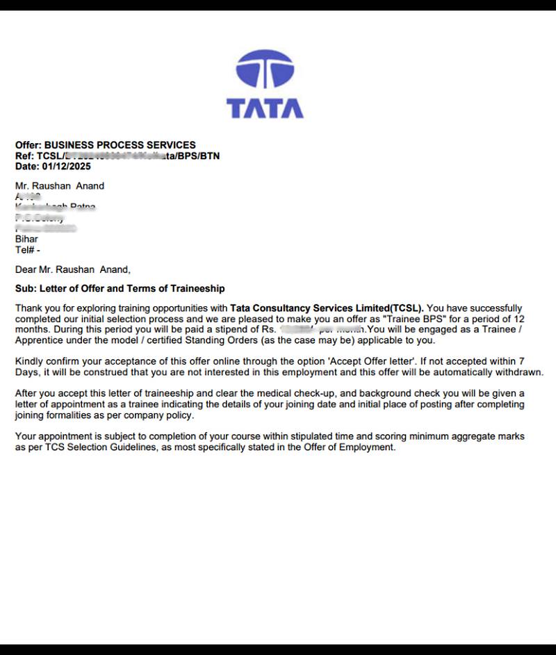 Offer letter