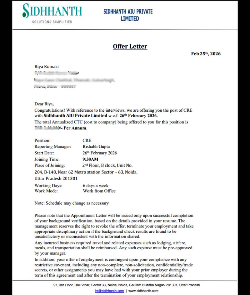 Offer letter