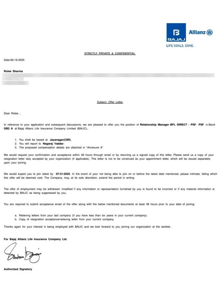 Offer letter