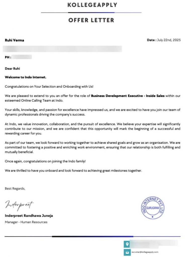 Offer letter