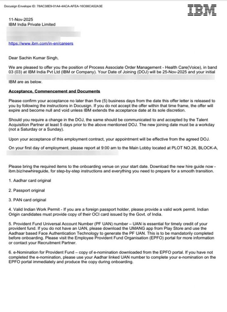 Offer letter