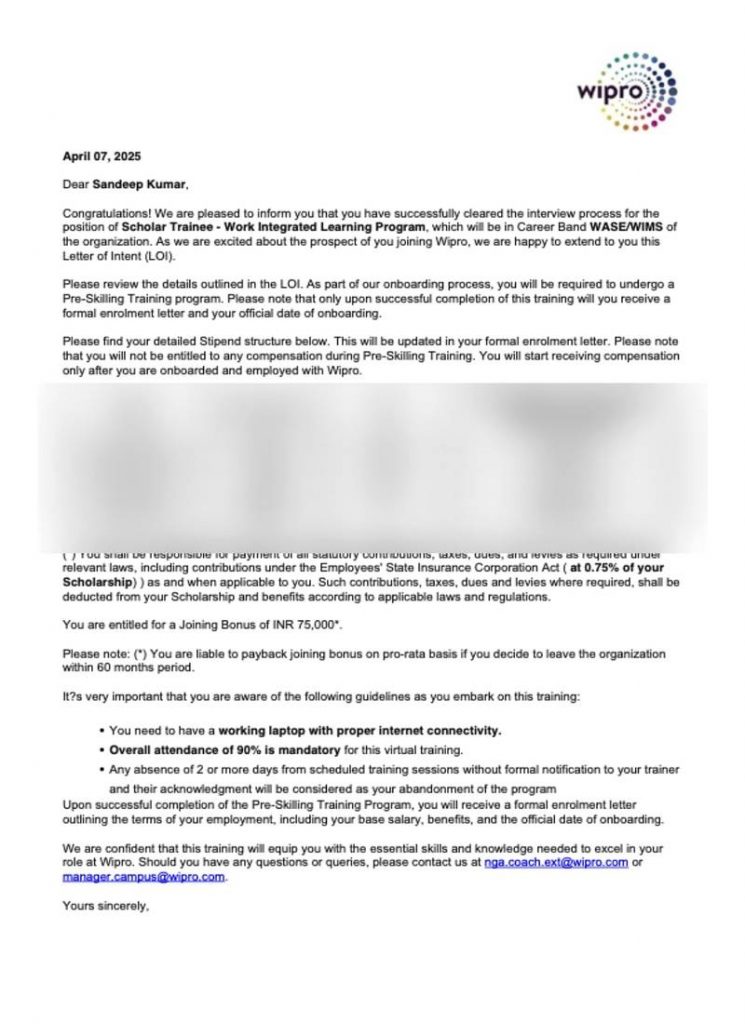 Offer letter