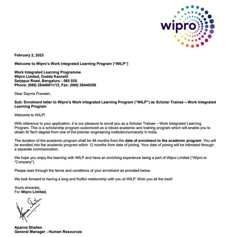 Offer letter