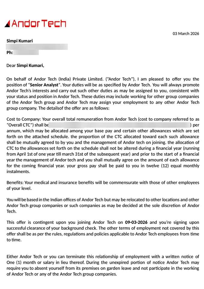 Offer letter