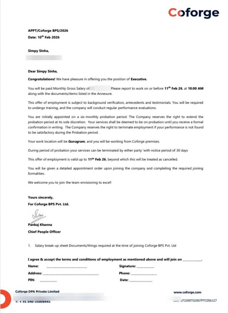 Offer letter