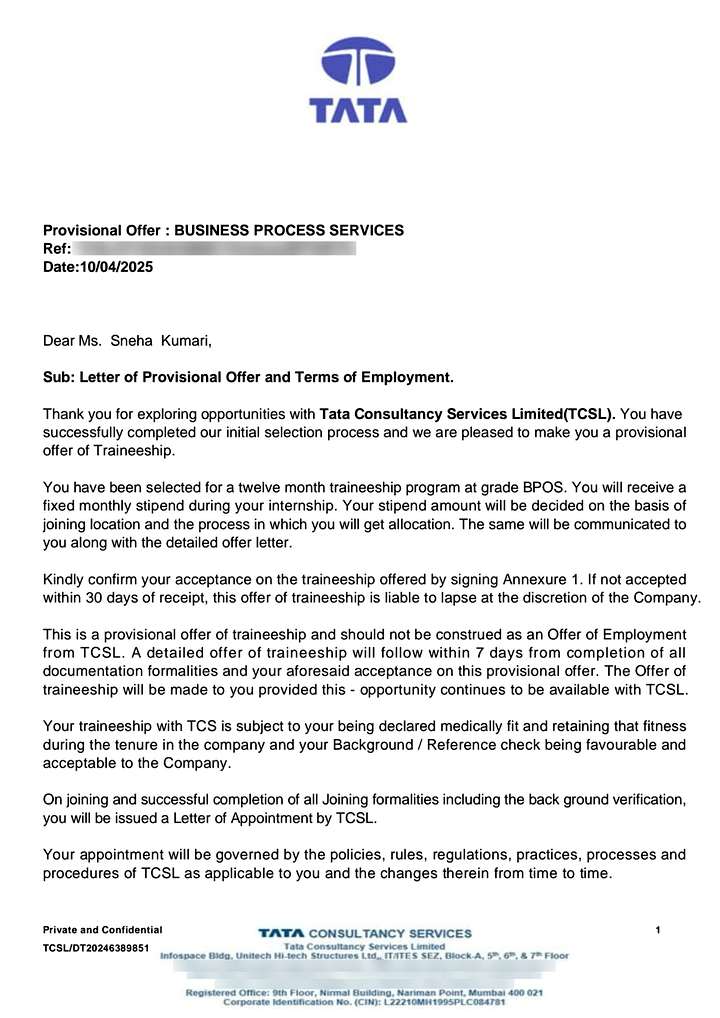 Offer letter