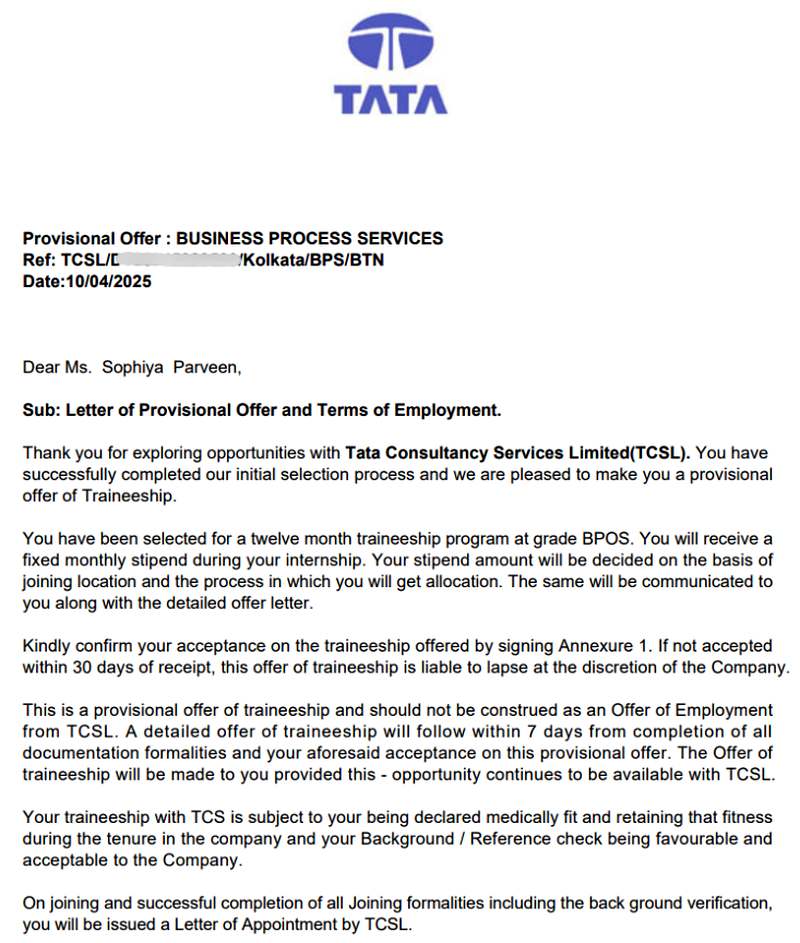 Offer letter