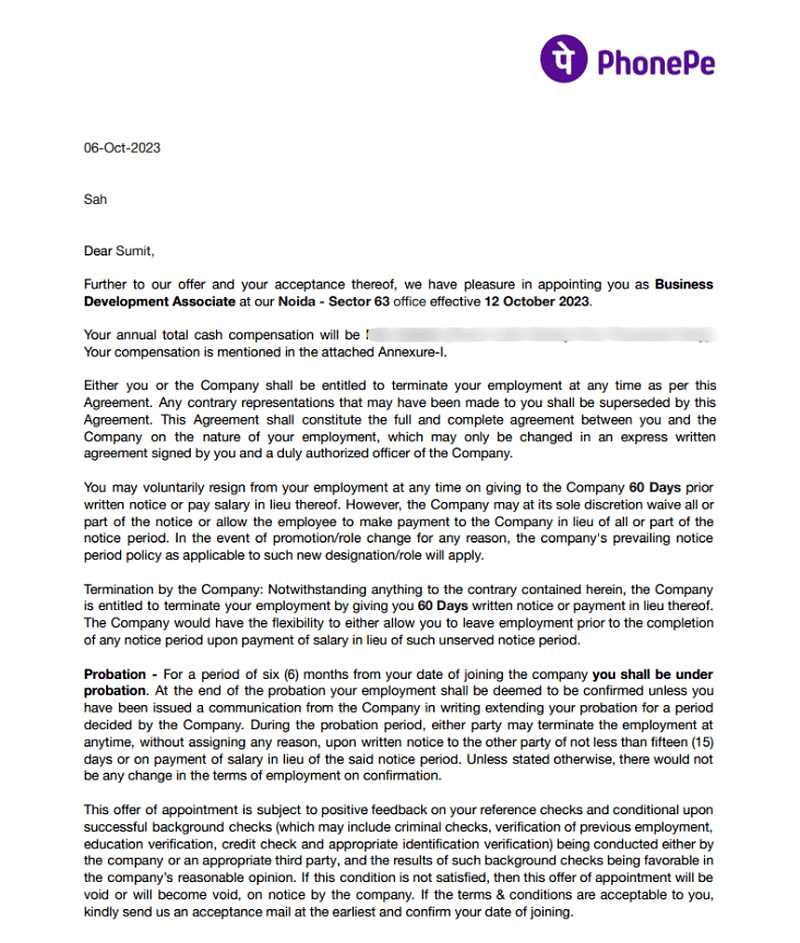 Offer letter